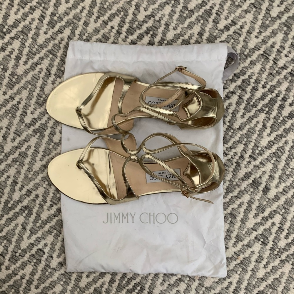 Jimmy Choo Lulu Gold Mirror Sandals 41